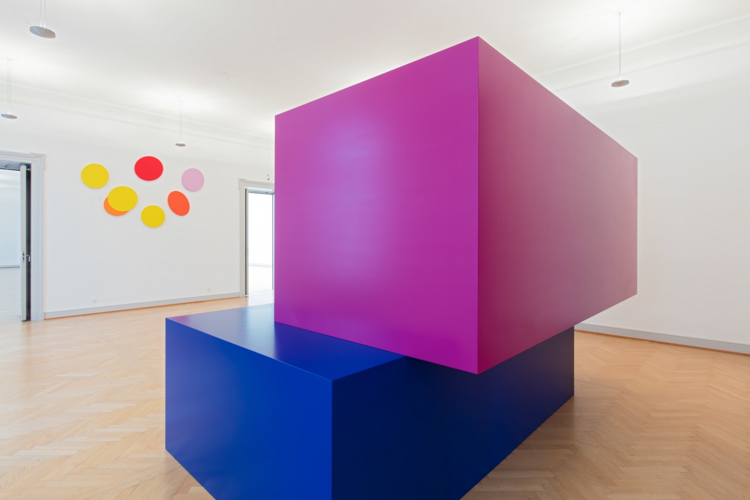 Installation view of wall works by Gerwald Rockenschaub