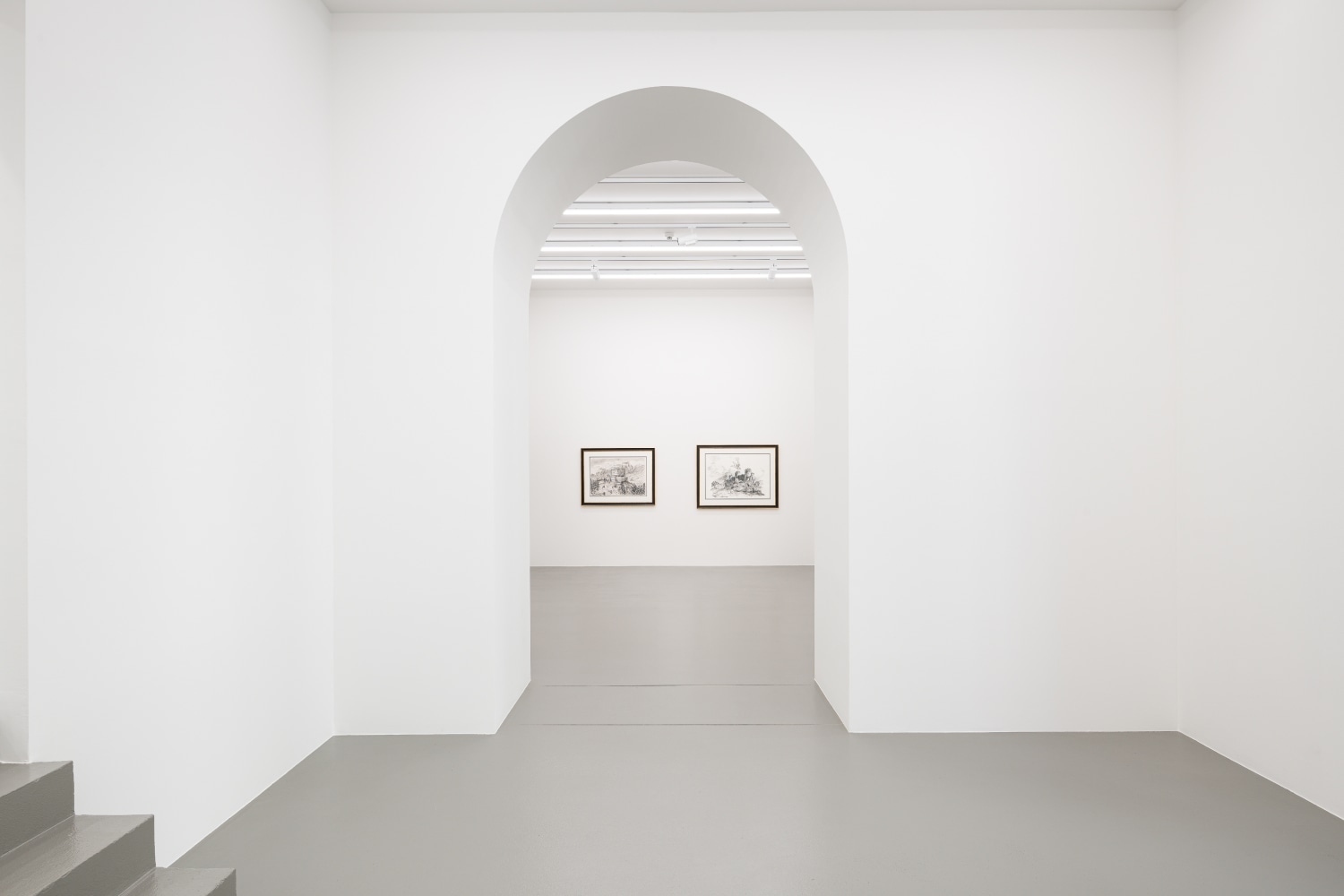 installation view of drawings and paintings by Karen Kilimnik