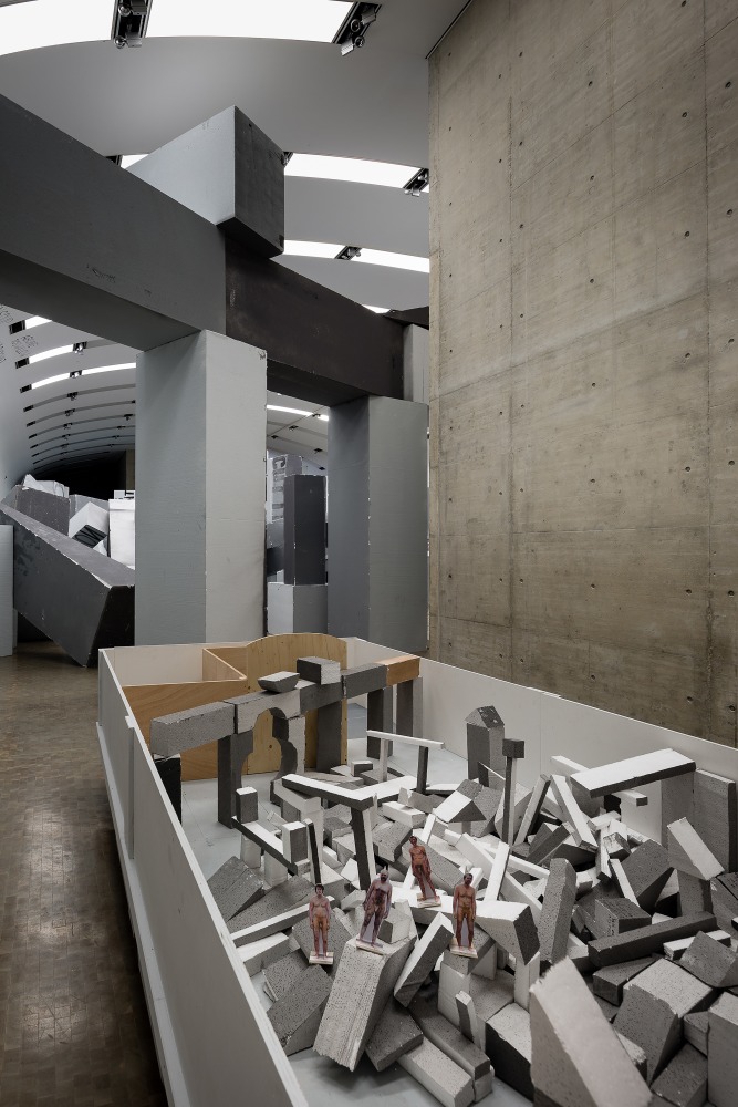 Installation view sculptures by Liam Gillick
