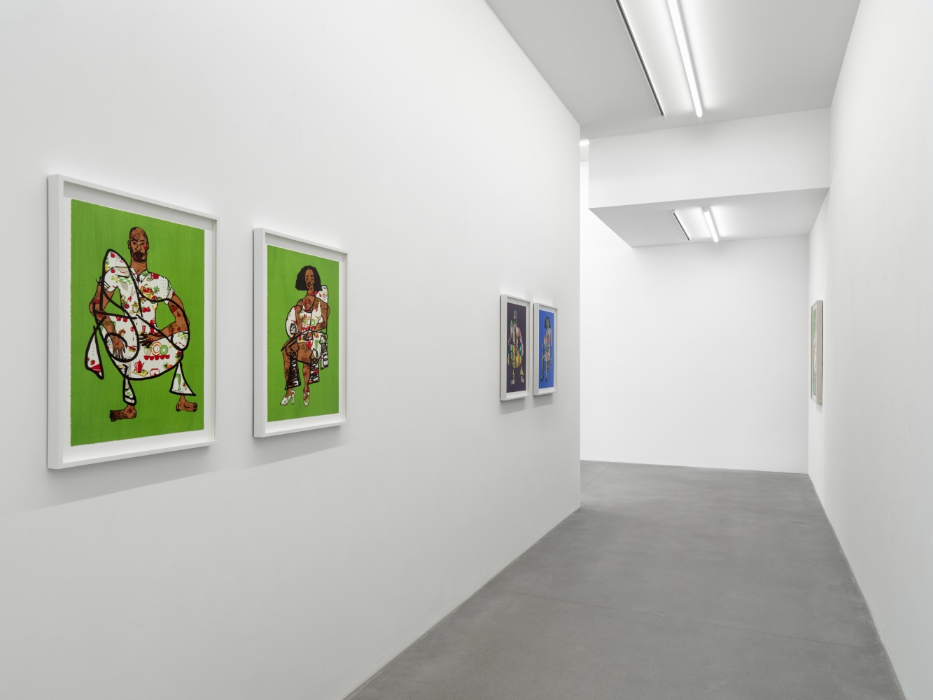 installation views of sculptures and paintings by Tschabalala Self