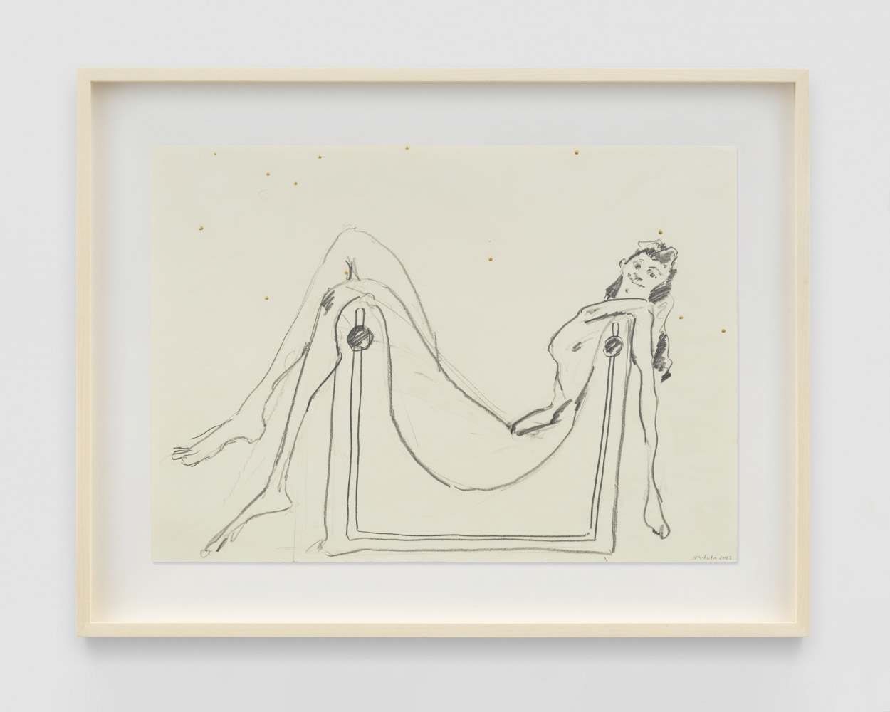 Gold, Long, Lazy

2023

Pencil, gold foil on paper

Sheet 32 x 45 cm / 12 5/8 x 17 3/4 in

Frame 43.5 x 56 cm / 17 1/8 x 22 in

&amp;copy; Sofia Mitsola