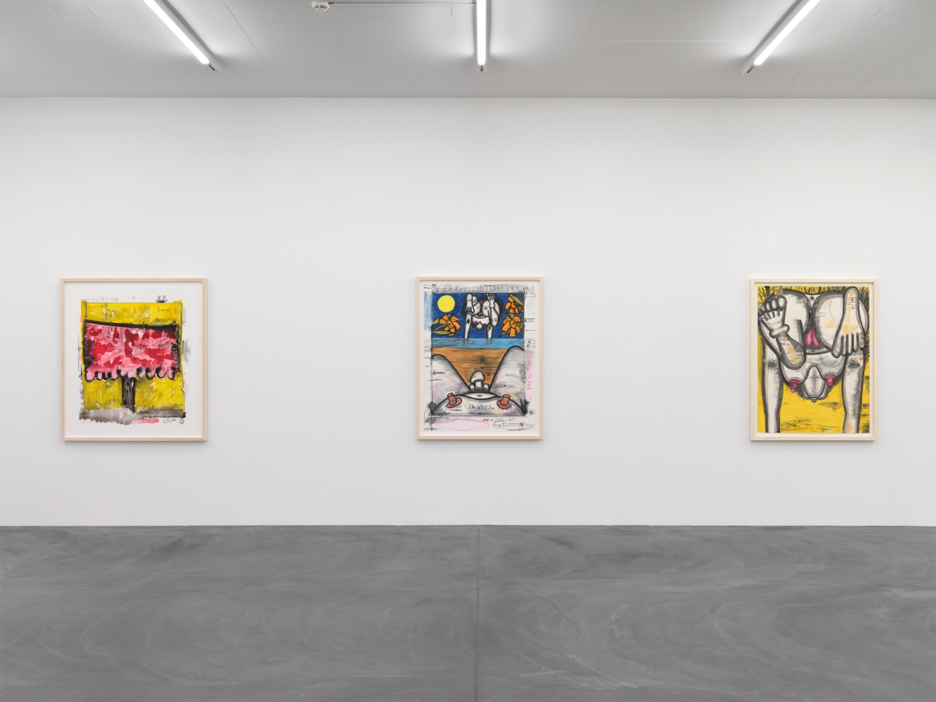 Installation view of Carroll Dunham monotypes exhibition