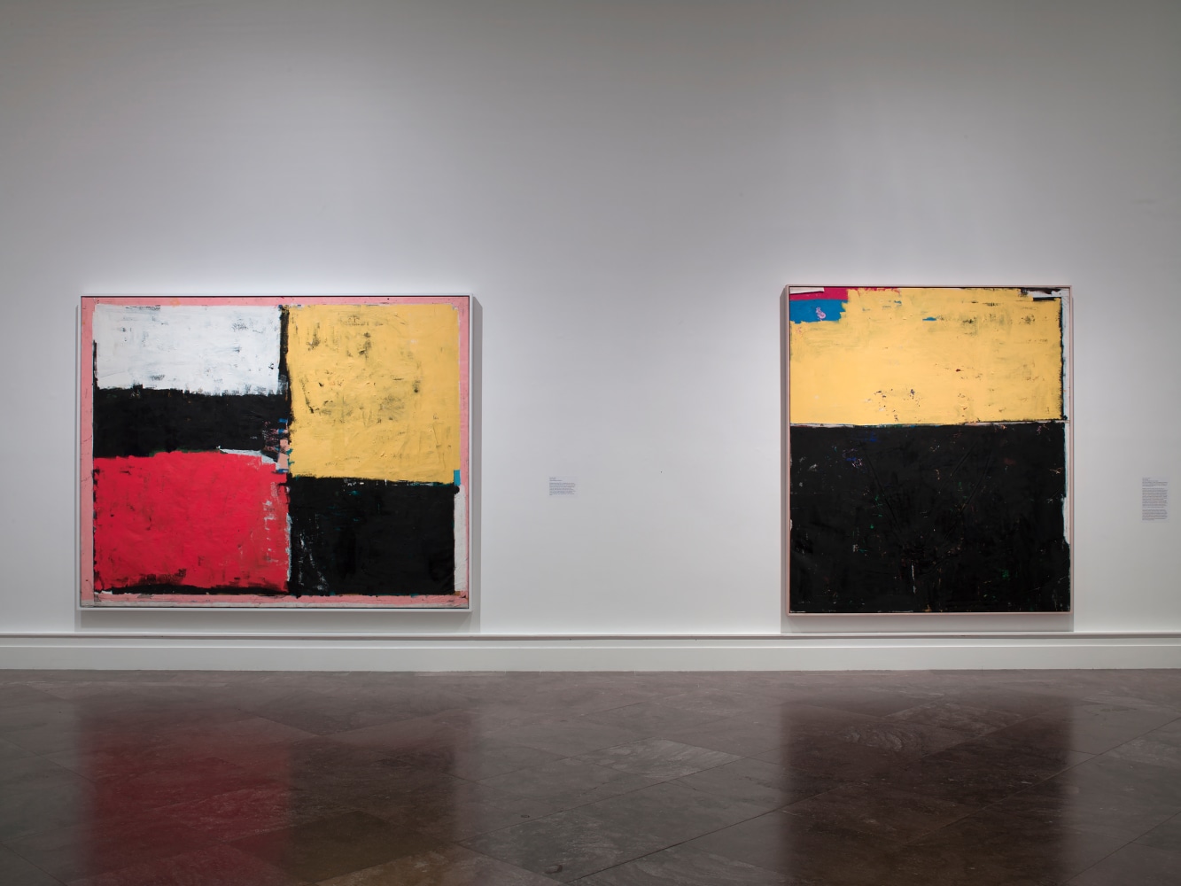 Installation view of paintings by Joe Bradley