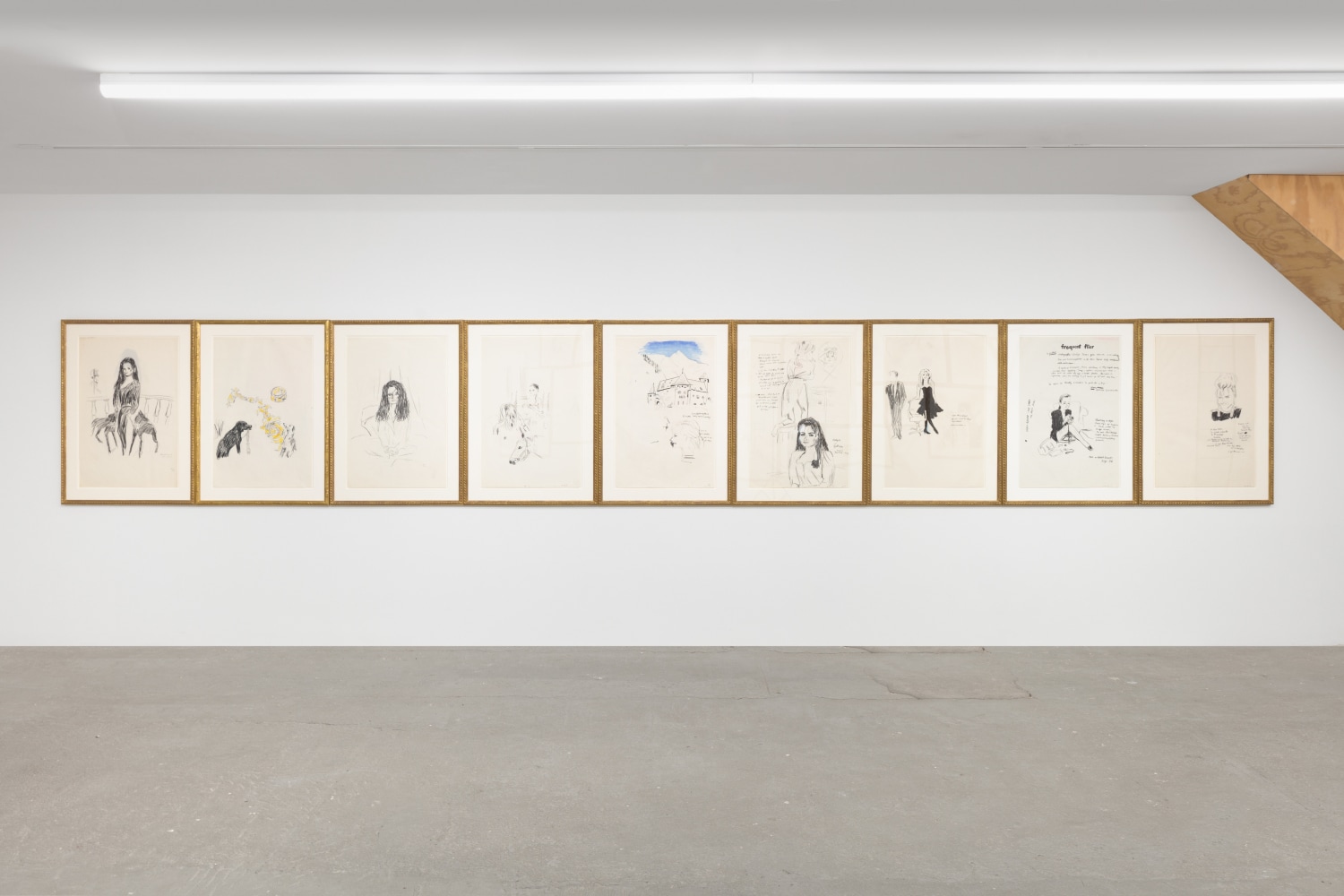 installation views of drawings by Karen Kilimnik