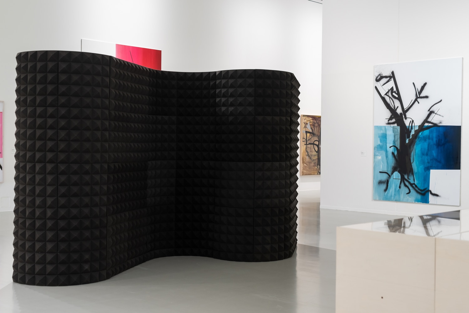 Installation view of paintings by Albert Oehlen and Carroll Dunham