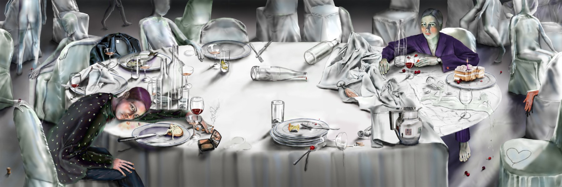digital painting of a table by Louisa Gagliardi