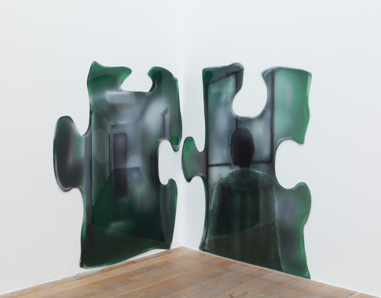 Installation view of paintings by Louisa Gagliardi