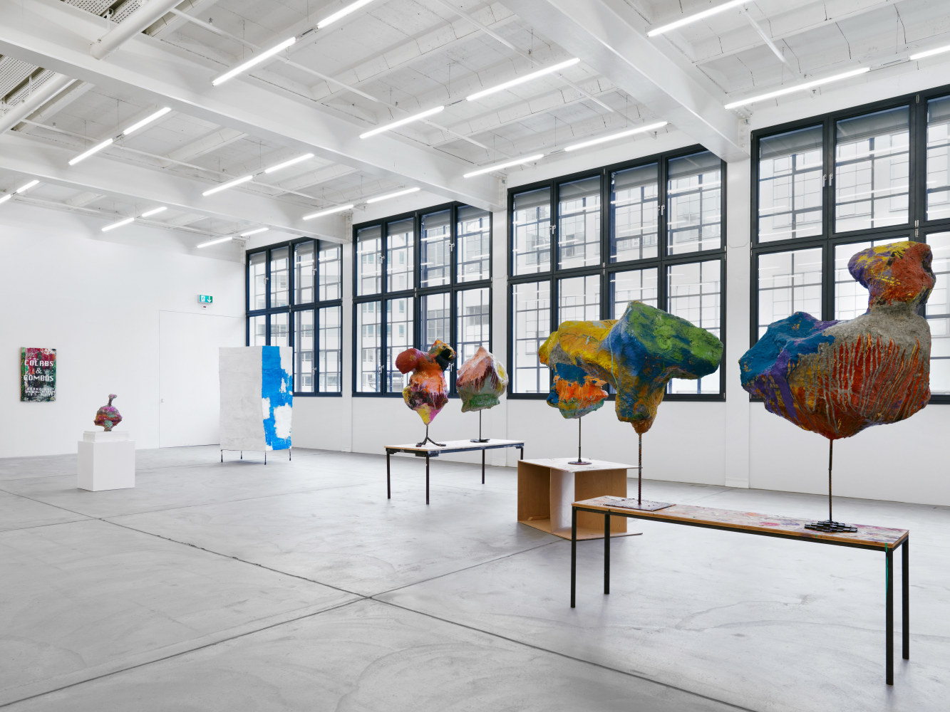 Installation view of Franz West sculptures and prints exhibition