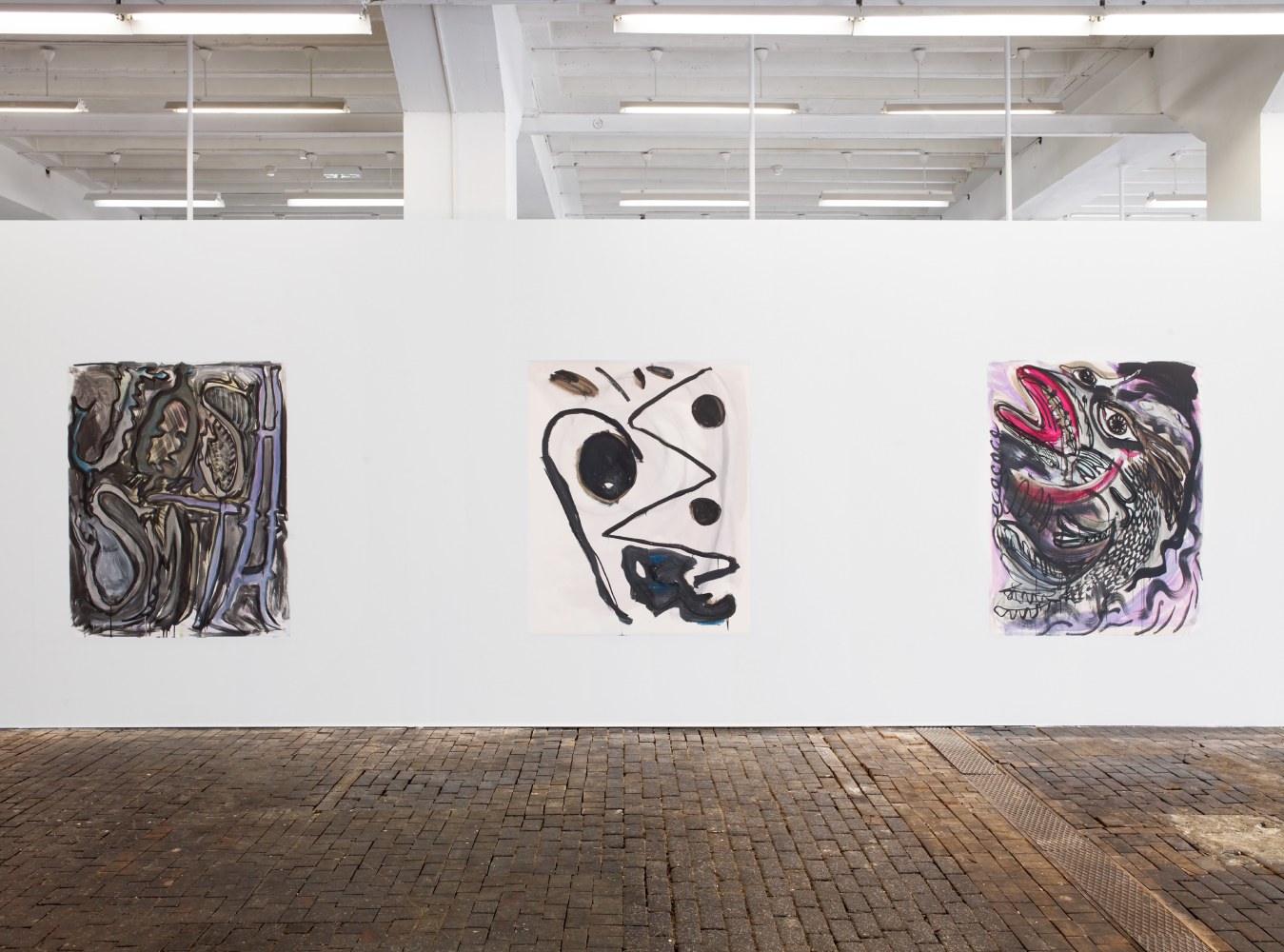 Installation view of paintings by Josh Smith