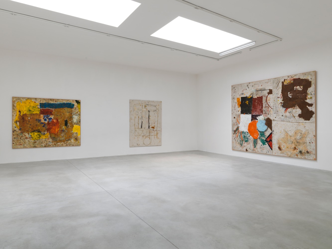Installation view of paintings by Joe Bradley