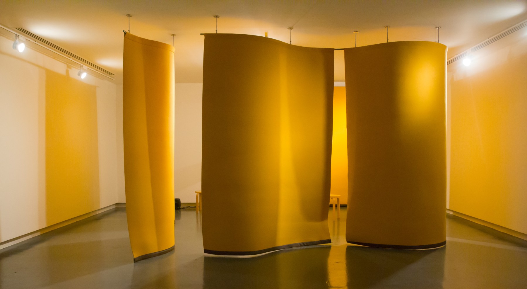 Installation view of sculptures by Angela Bulloch