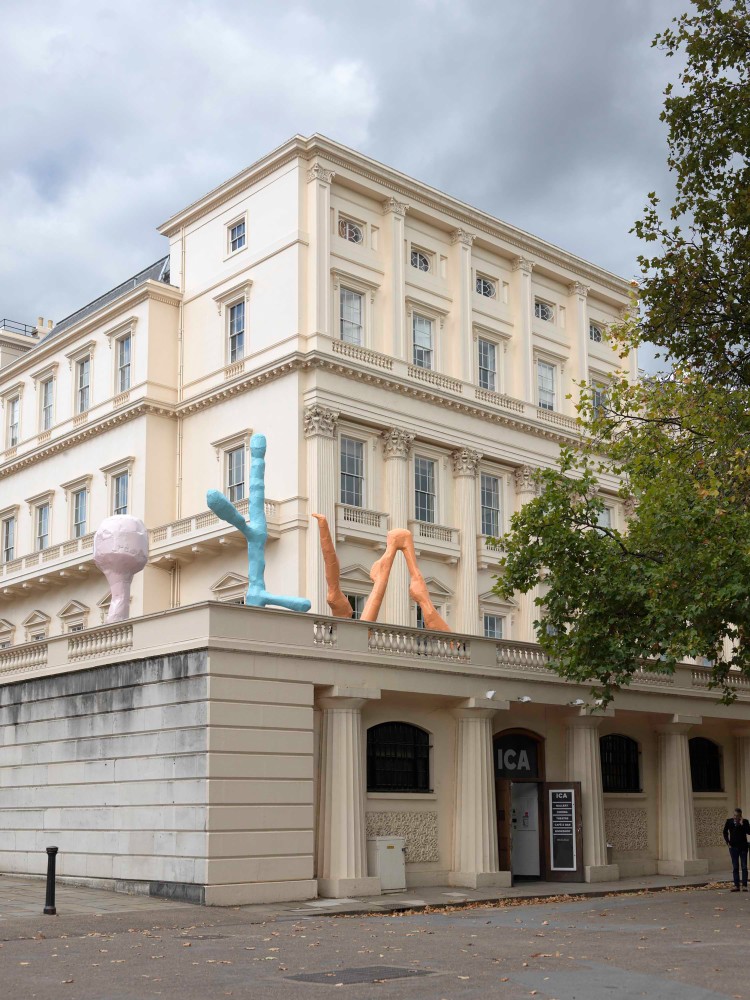 Installation view of sculptures by Franz West