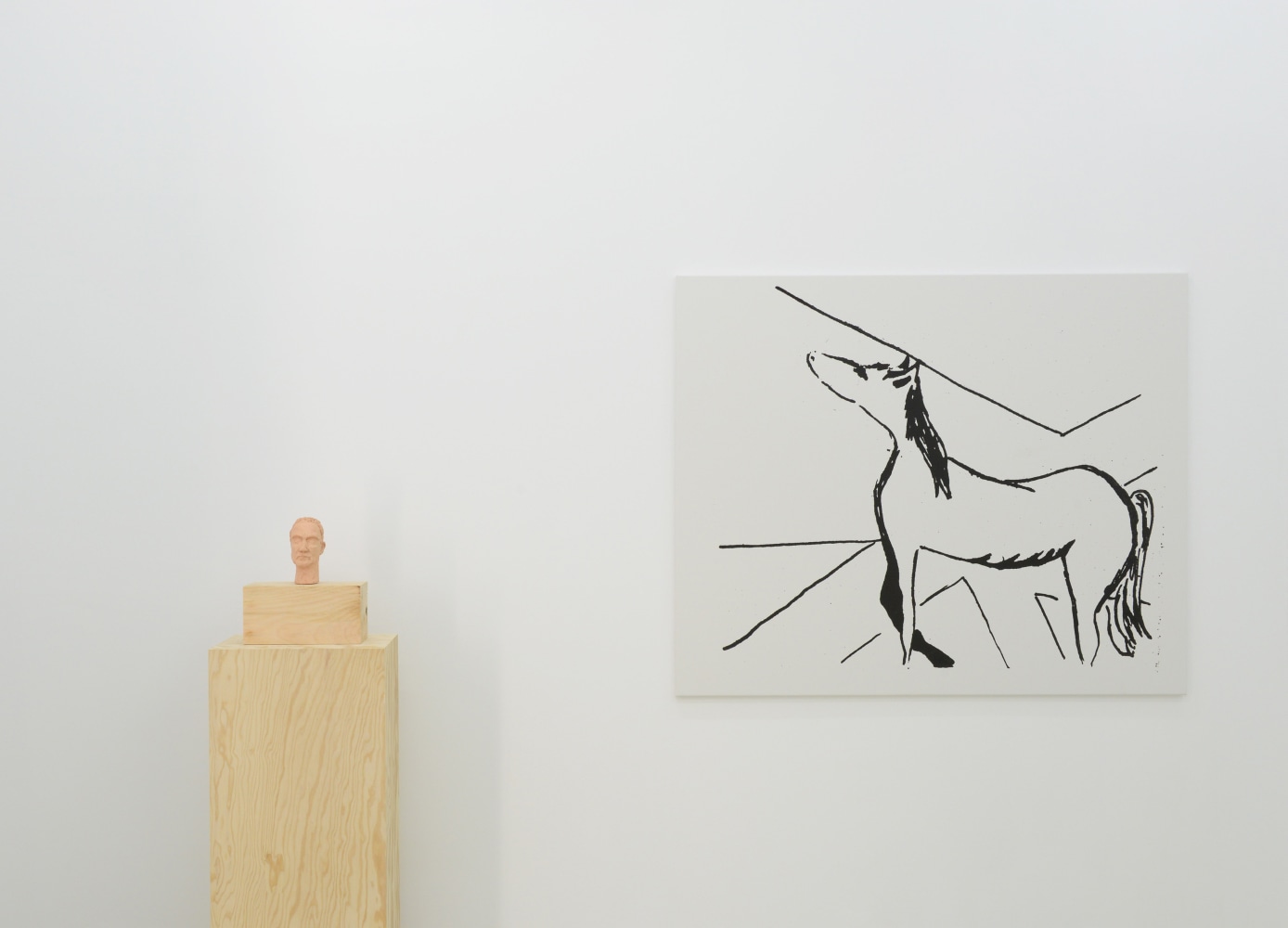 Installation view of Joe Bradley painting and sculpture exhibition