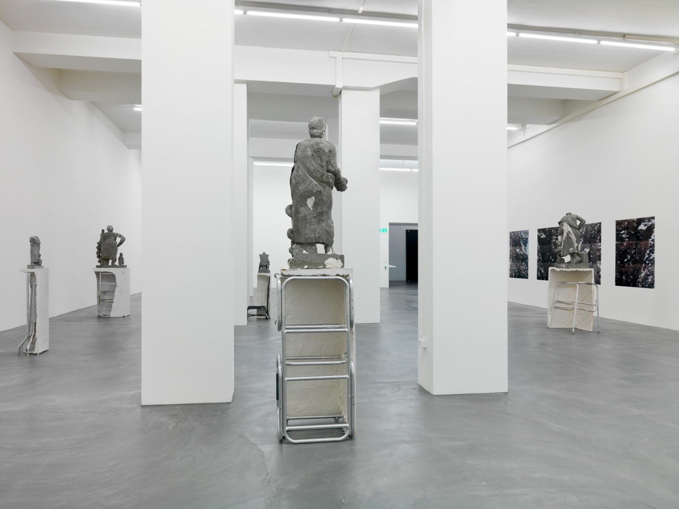 Installation view of Justin Matherly sculpture and monoprint exhibition