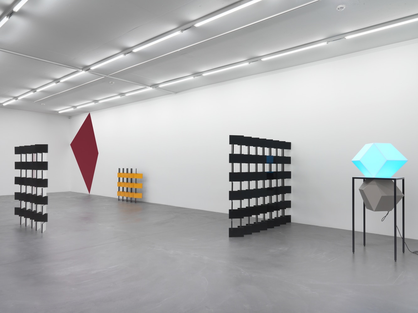 Installation view of Angela Bulloch sculpture and installation exhibition