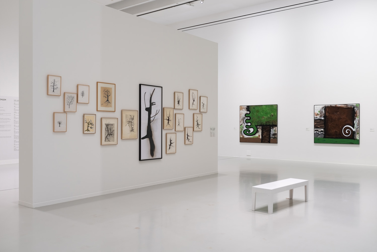 Installation view of paintings by Albert Oehlen and Carroll Dunham