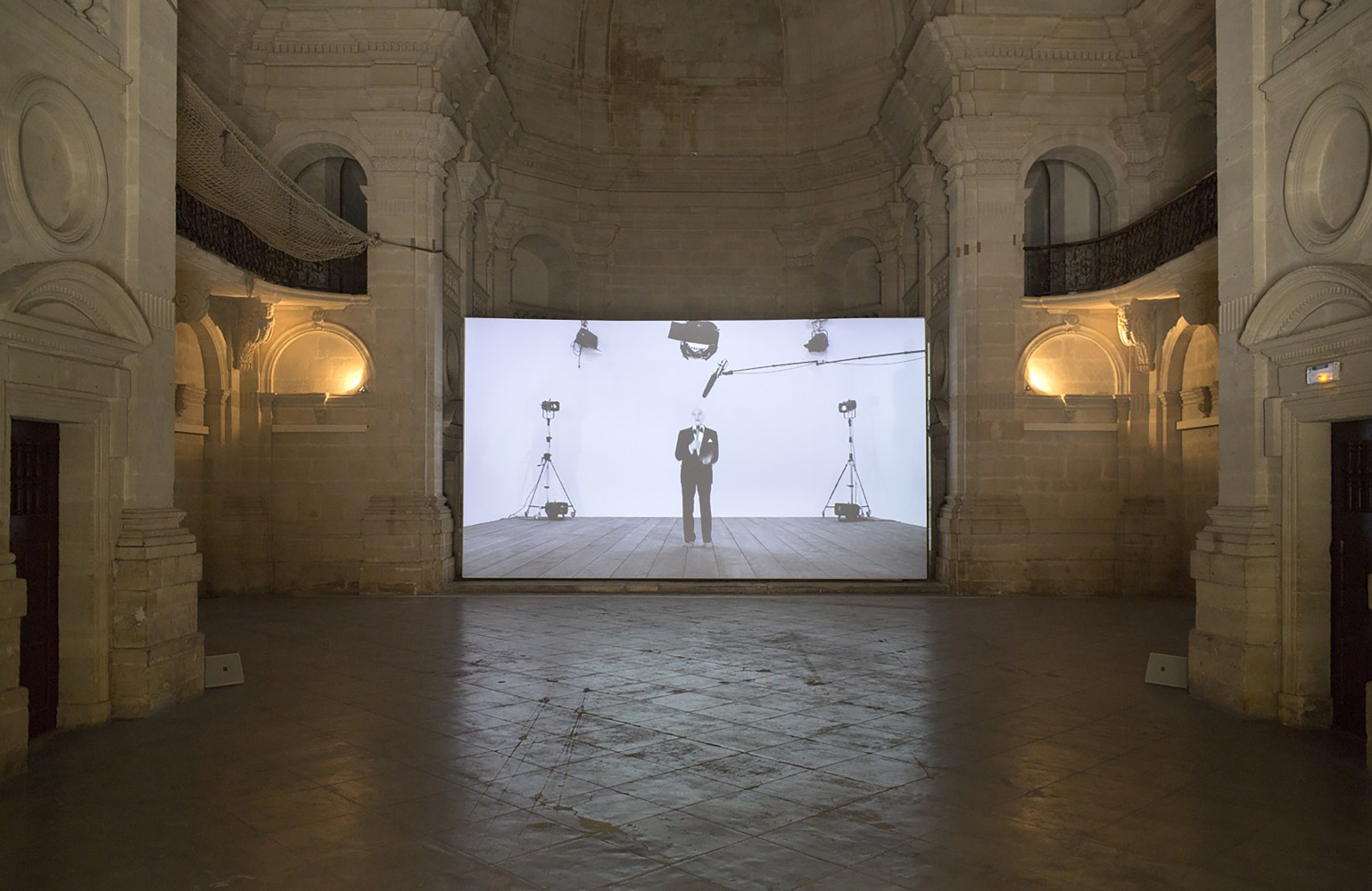Installation view of video work by Ugo Rondinone