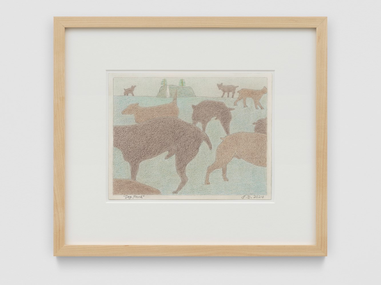 Dog Park

2024

Colored pencil and graphite pencil on Arches hot press paper

Sheet 18 x 23 cm / 7 x 9 in

Frame 33.5 x 38.5 x 3 cm / 13 1/4 x 15 1/8 x 1 1/8 in

&amp;copy; John Dilg