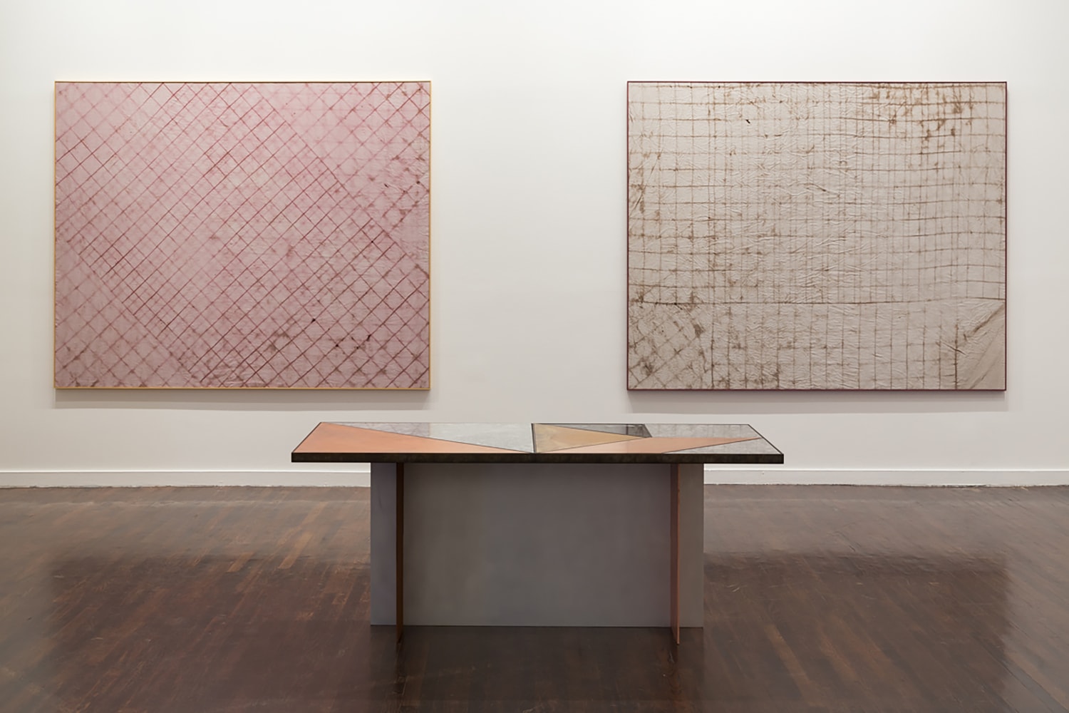 Installation view of works by Sam Falls