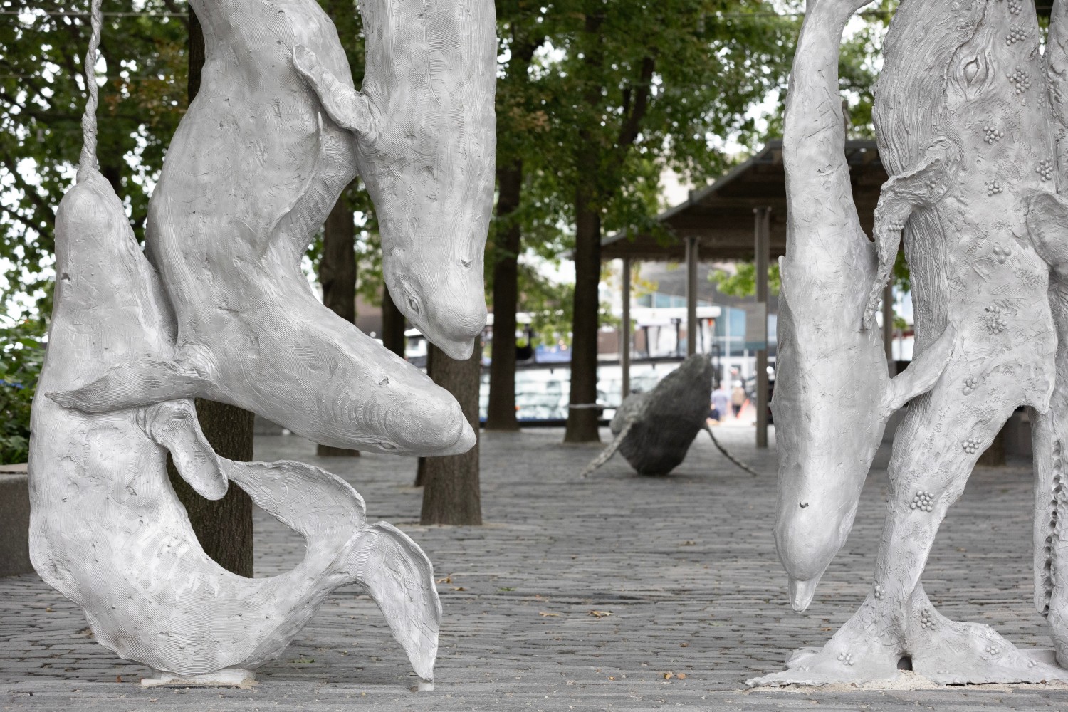 Installation view, Jean-Marie Appriou, Whale Song, Central Wharf, Boston, 2024