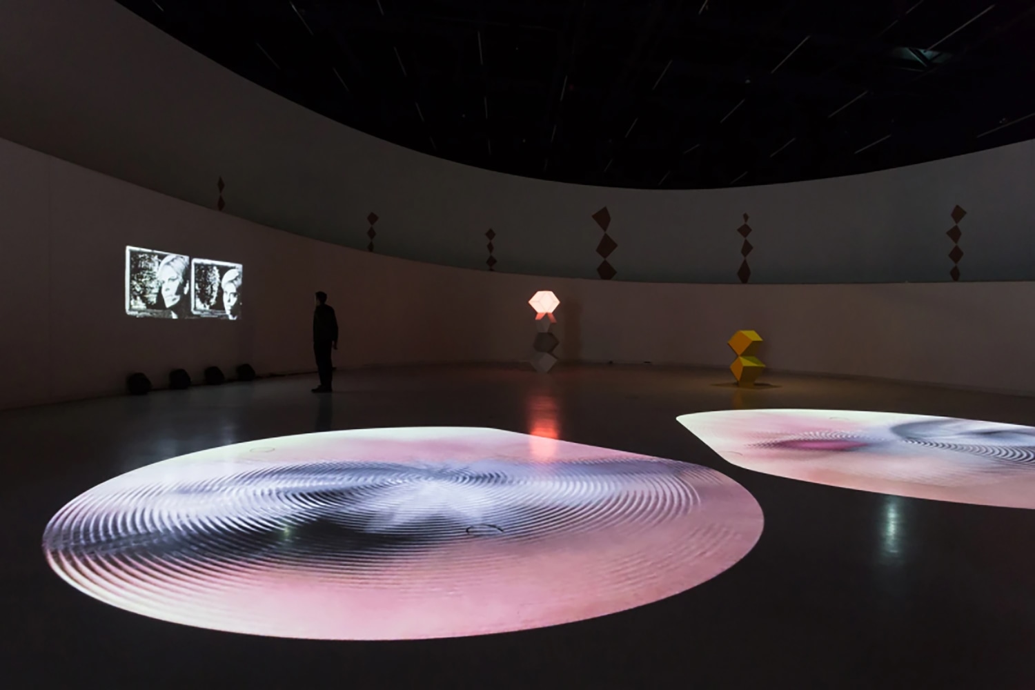 Installation view of sculptures by Angela Bulloch