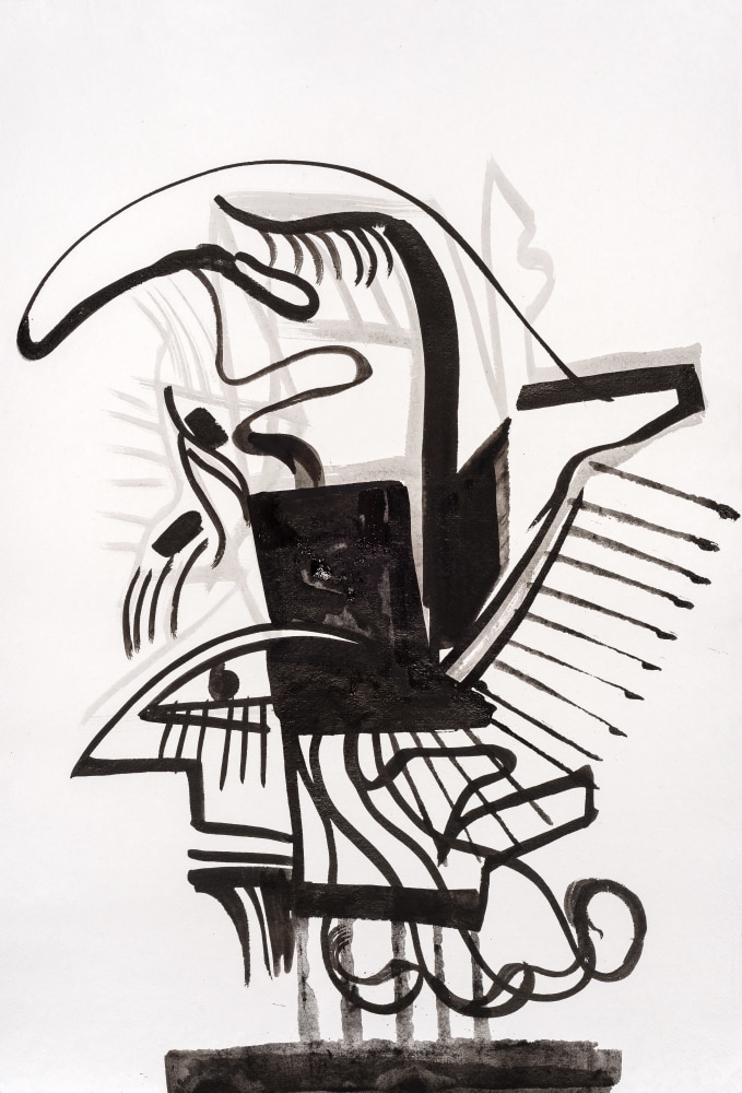 Installation view of painting by Tobias Pils