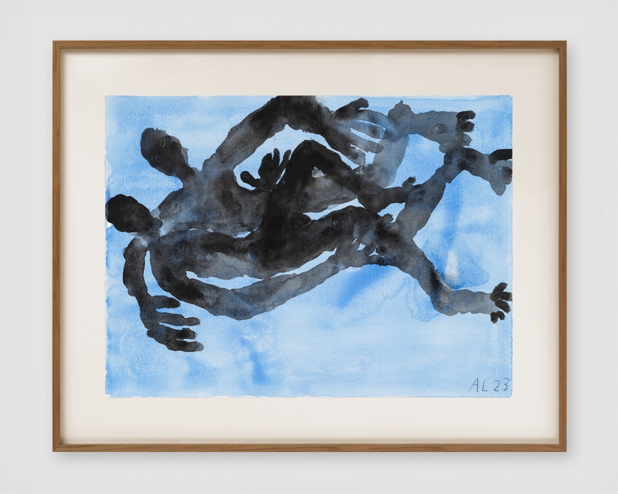 ANDREW LORD

&amp;nbsp;

embrace V (black on blue)

2023

Gouache on Fabriano-paper

Sheet 45.5 x 61 cm / 17 7/8 x 24 in

Frame 61.5 x 77 x 3.5 cm / 24 1/4 x 30 3/8 x 1 3/8 in

LORD 59189