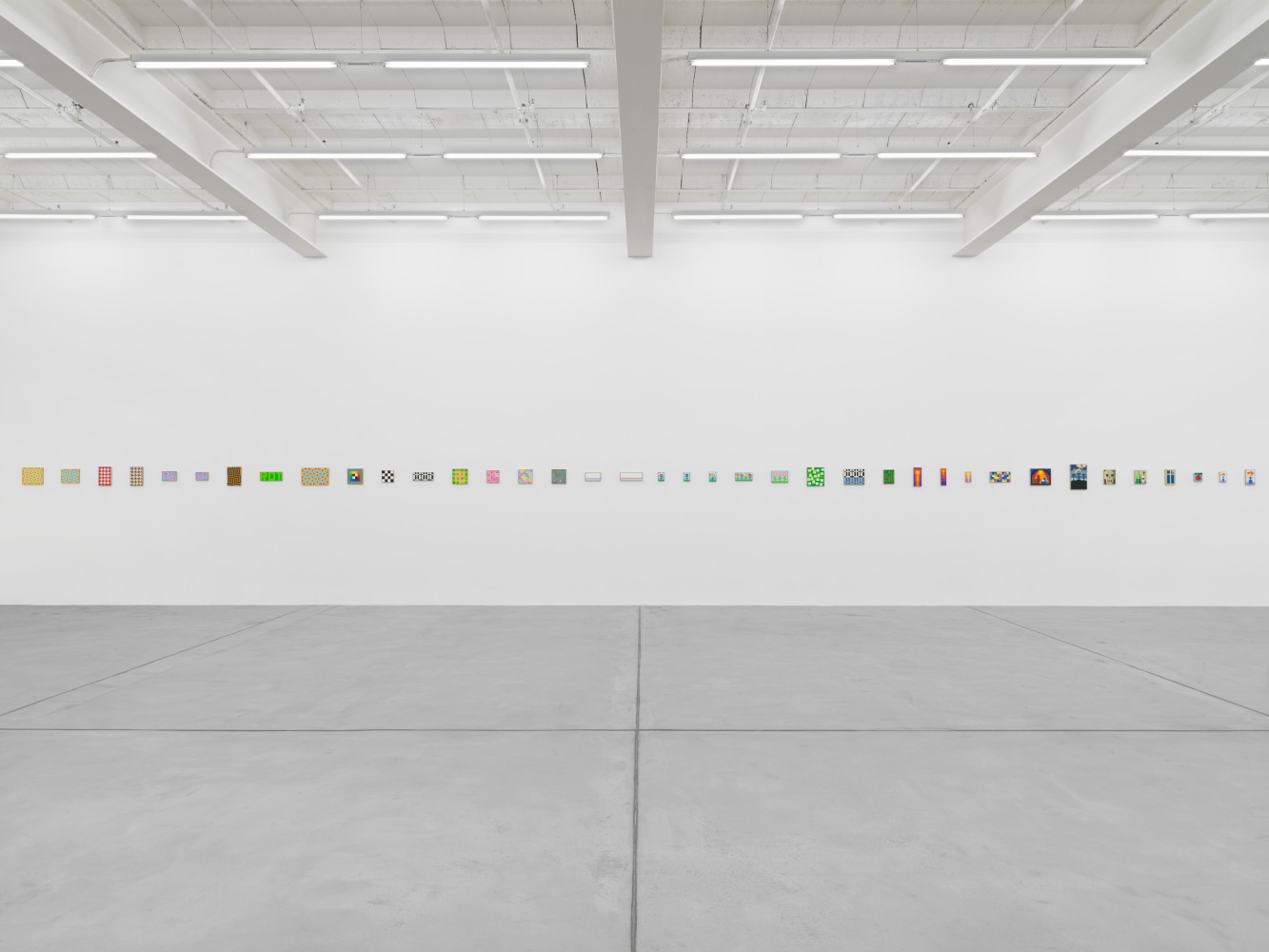 Installation view of Jean-Frédéric Schnyder paintings and cardboard sculpture exhibition