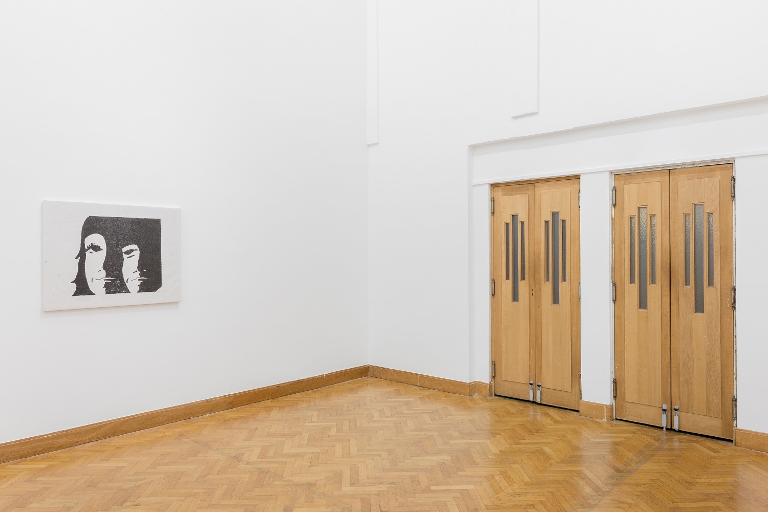 Installation view of a paintings by Joe Bradley