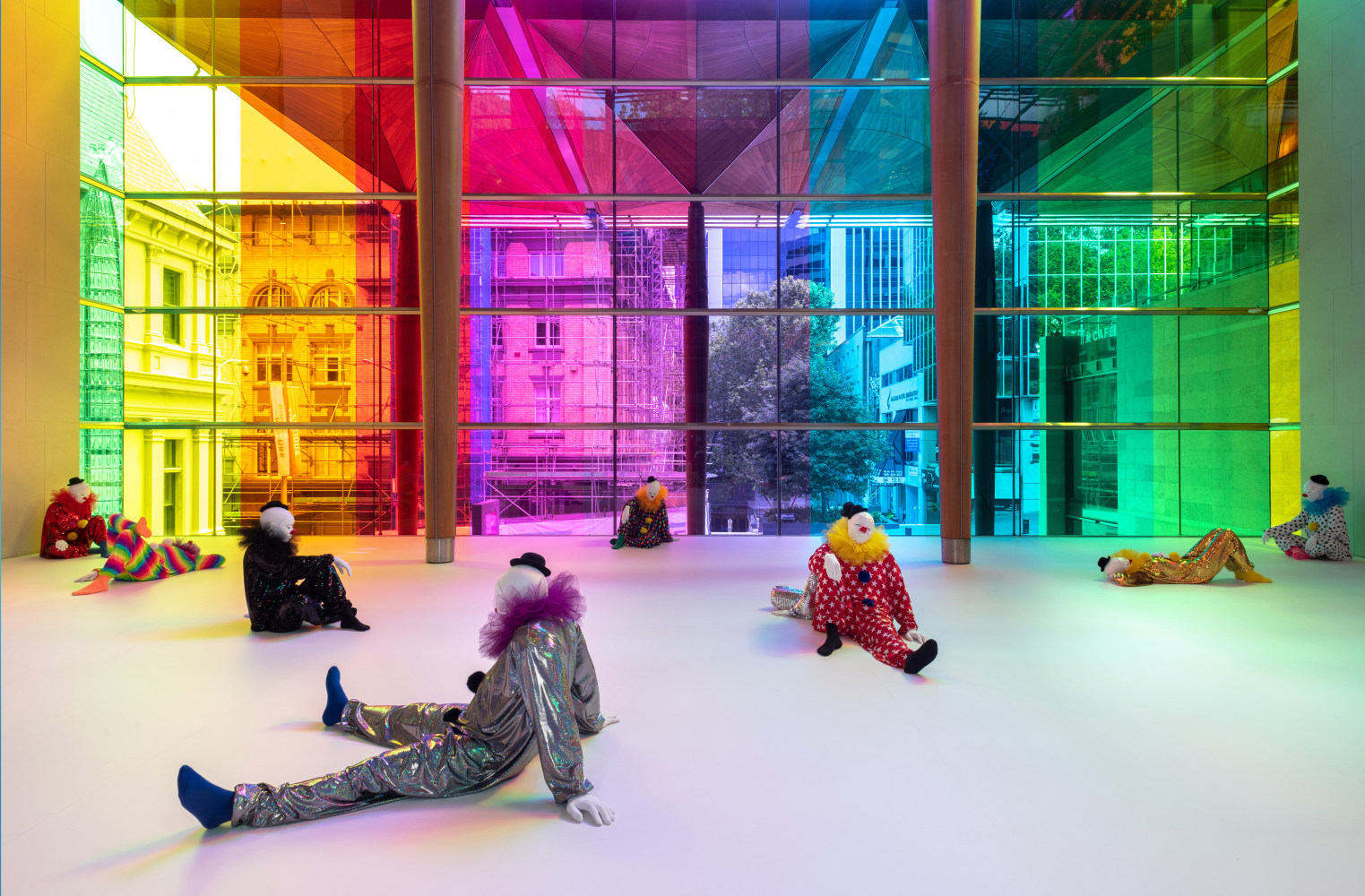 Installation view of sculptures by Ugo Rondinone