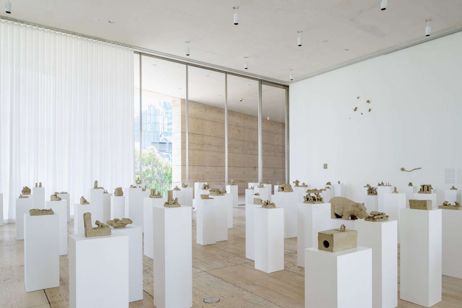 Installation view of sculptures by Peter Fischli and David Weiss