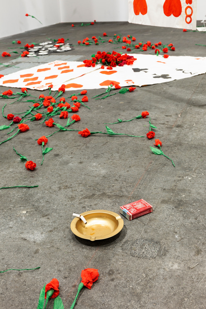 Installation view, Karen Kilimnik,&amp;nbsp;The Joker Episode of The Avengers, Art Basel Unlimited, Basel, 2024