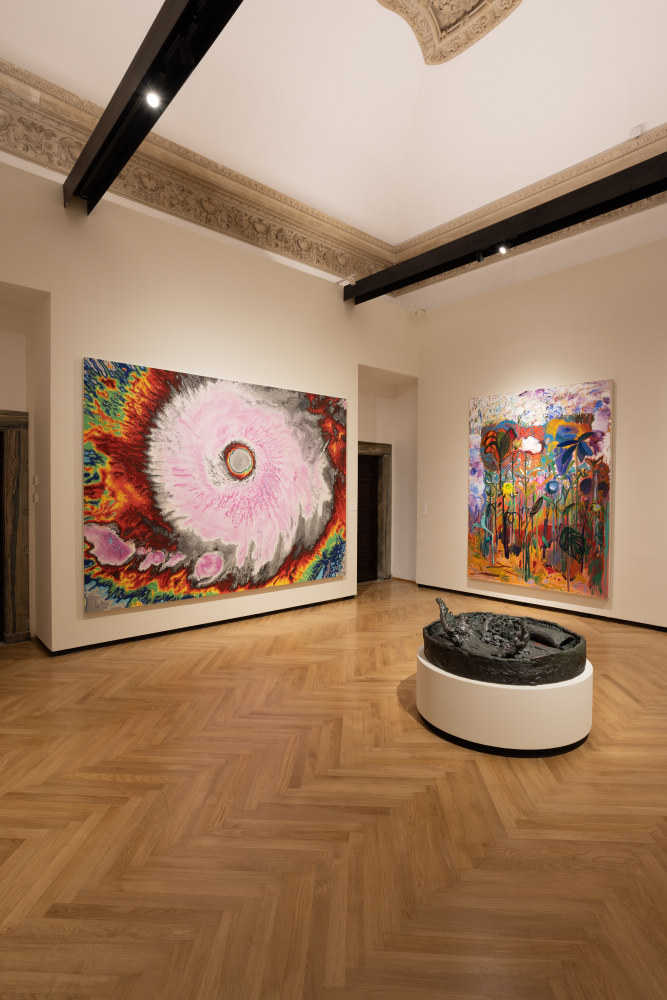 Installation view, Shara Hughes, Day for Night: New American Realism, A&amp;iuml;shti Foundation, Palazzo Barberini, Rome, 2024