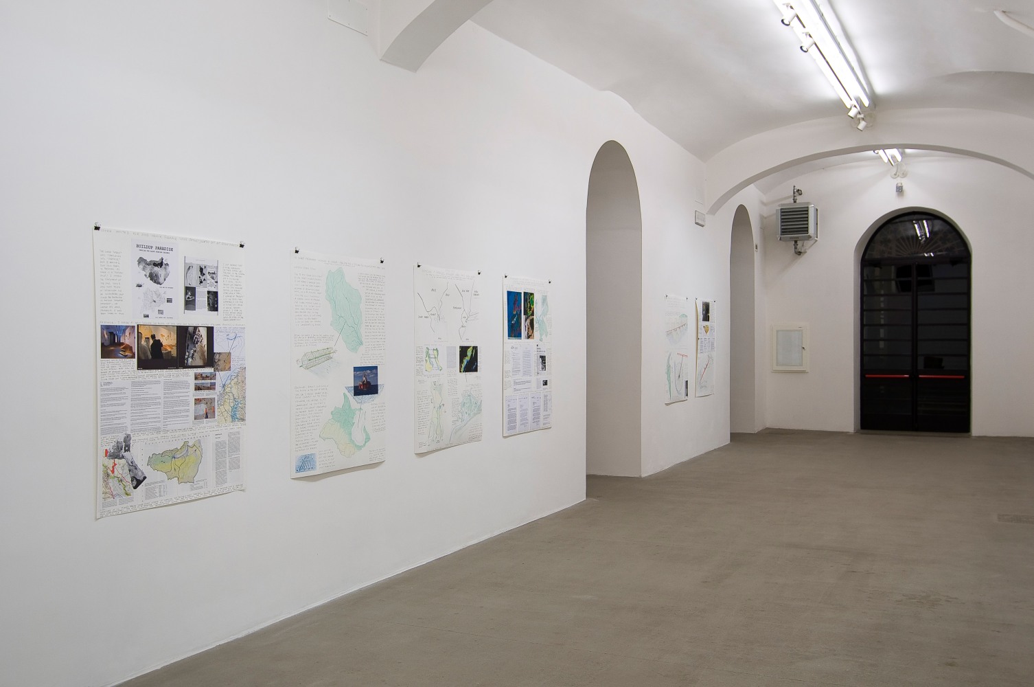 Installation view of works by Oscar Tuazon