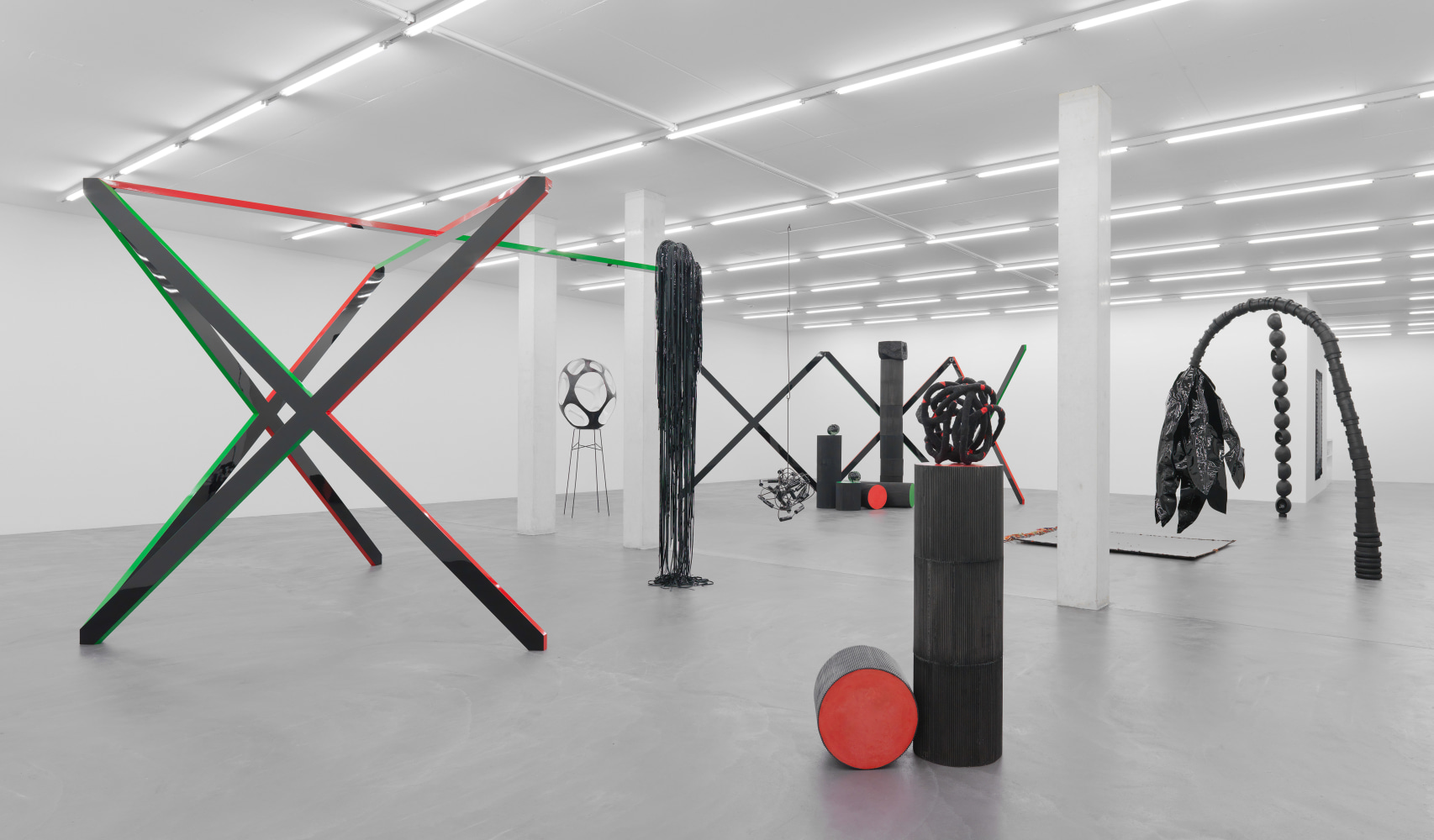 Installation view of sculptures by Eva Rothschild