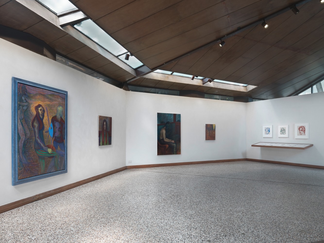 Installation view of paintings by Steven Shearer