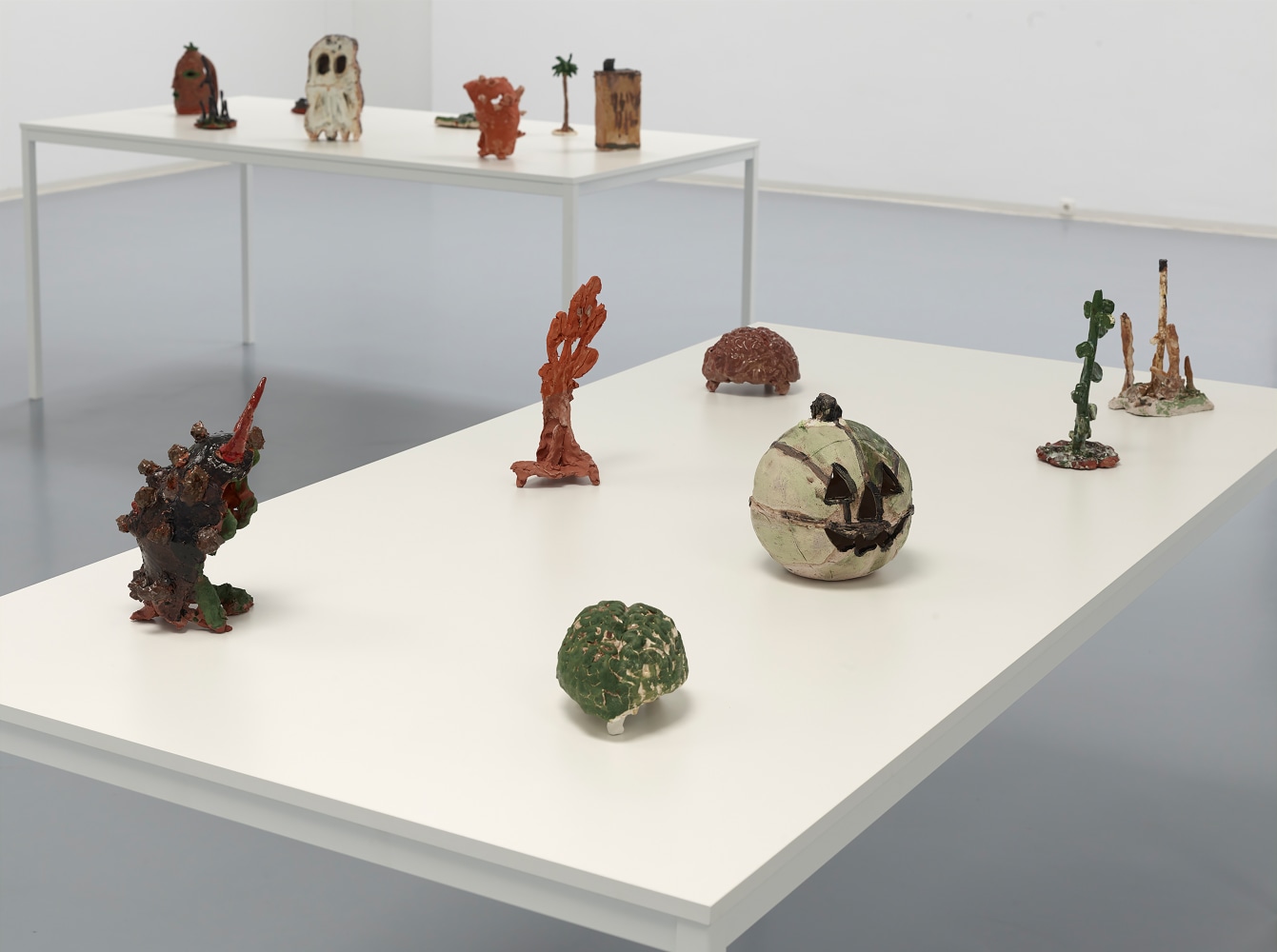 Installation view of sculptures by Josh Smith