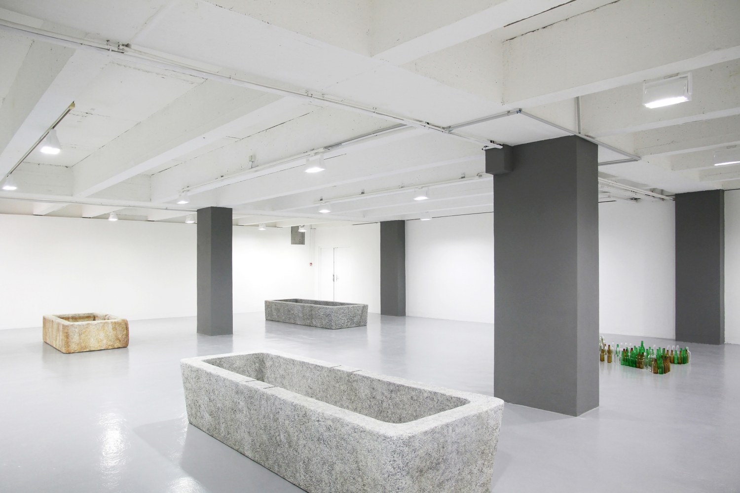 Installation view of sculptures by Valentin Carron