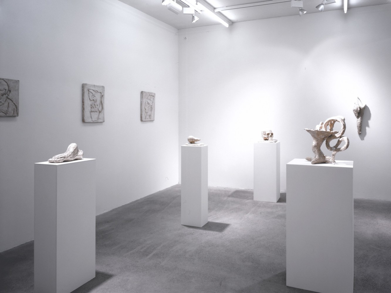 Installation view of Andrew Lord sculptures and reliefs exhibition