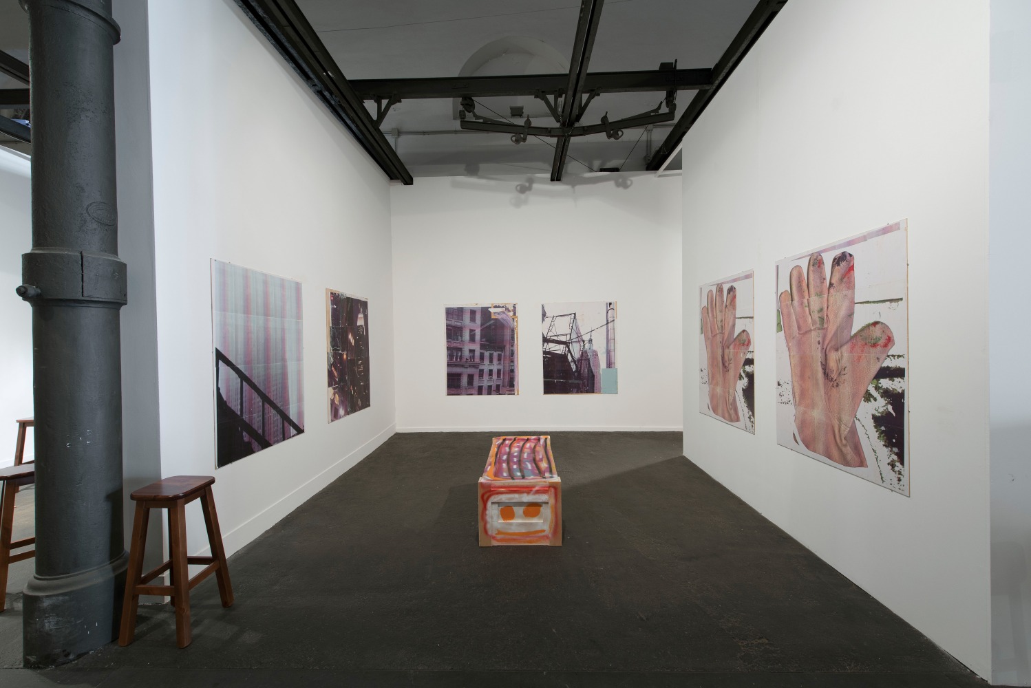 Installation view of paintings by Josh Smith