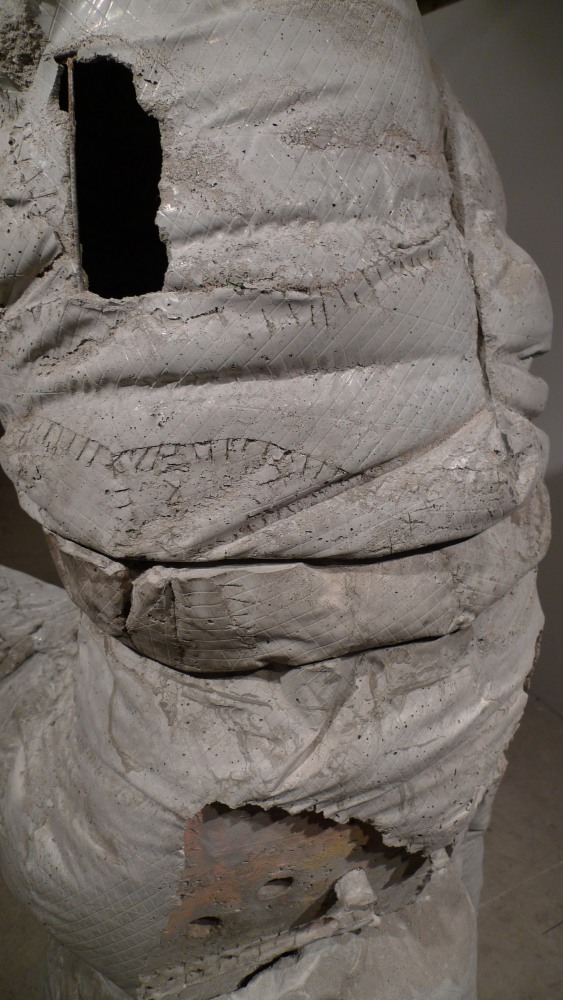 Indoor view of Justin Matherly sculpture, The degenerated instinct; See you again in your muck of tomorrow. 2010 Concrete, ambulatory equipment 193 x 74 x 99 cm / 76 x 29 x 39 in