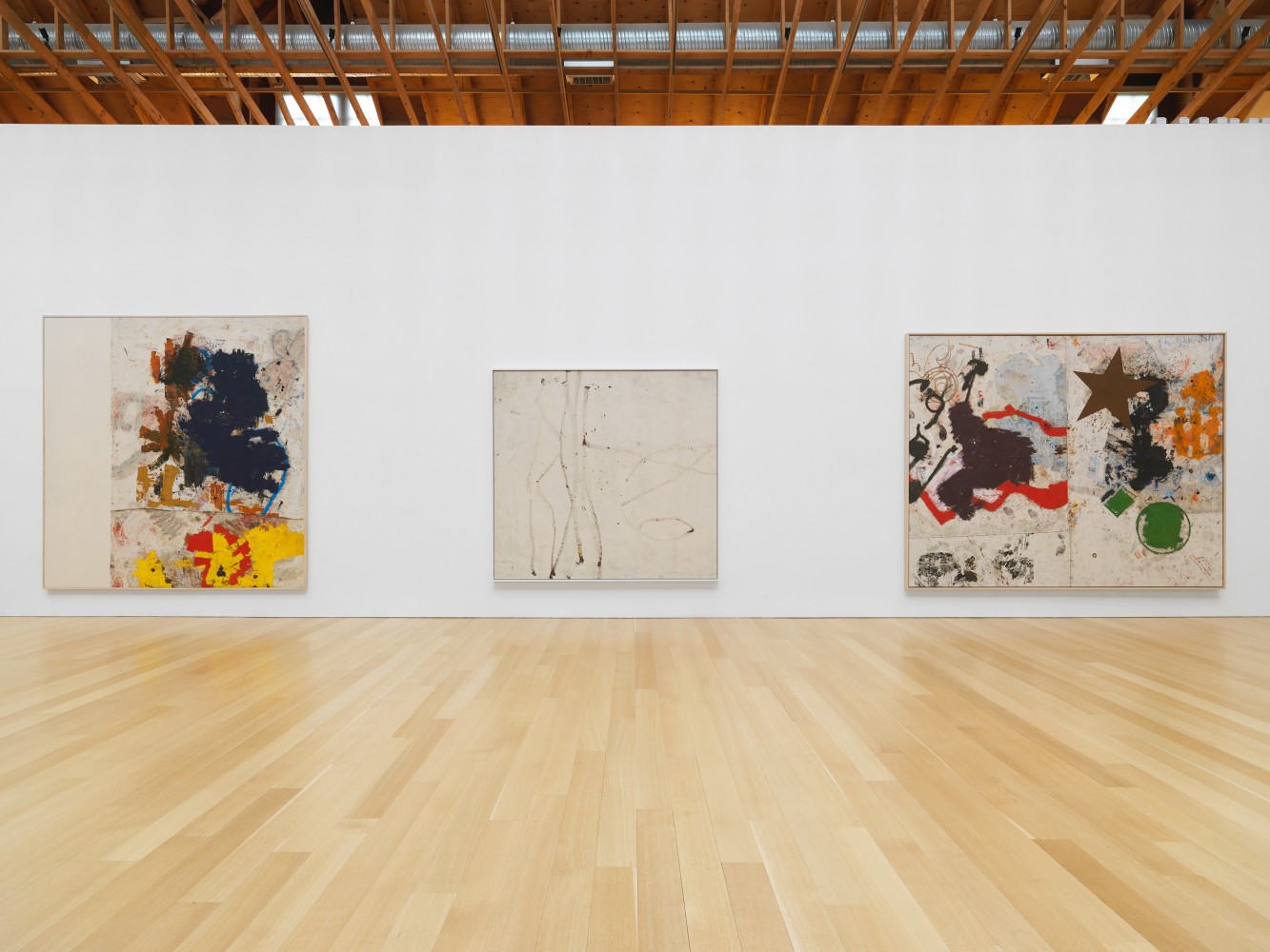 Installation views of paintings by Joe Bradley