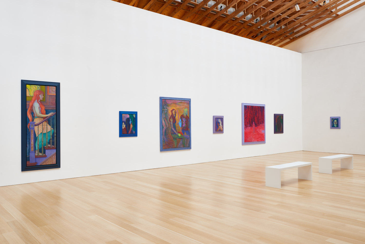 Installation view of paintings by Steven Shearer