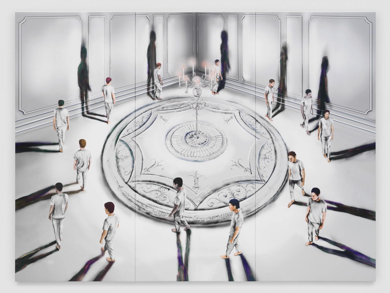 Roundabout

2023

Nail polish, gel medium, ink on PVC

3 panels, each 270 x 120 cm / 106 1/4 x 47 1/4 in

Total dims. 270 x 360 cm / 106 1/4 x 141 3/4 in

&amp;copy; Louisa Gagliardi