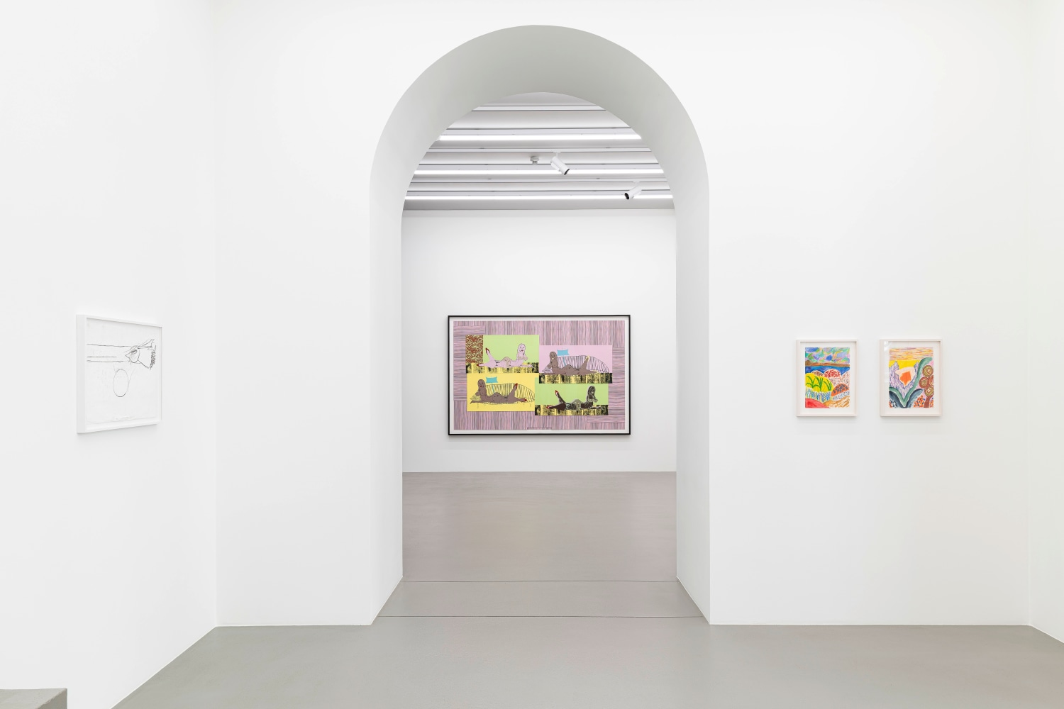 Installation view, Zeichnungen und Drucke / Drawings and Prints, Galerie Eva Presenhuber, Vienna, 2025