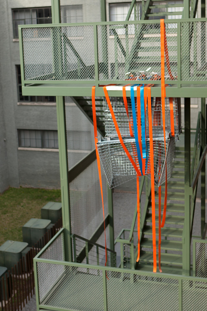 Installation view of sculptures by Matias Faldbakken