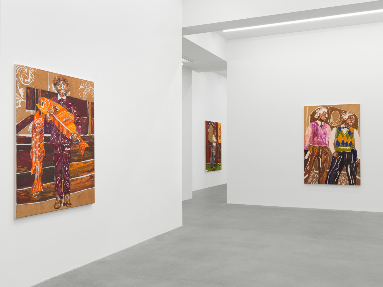 Installation view of paintings by Chase Hall