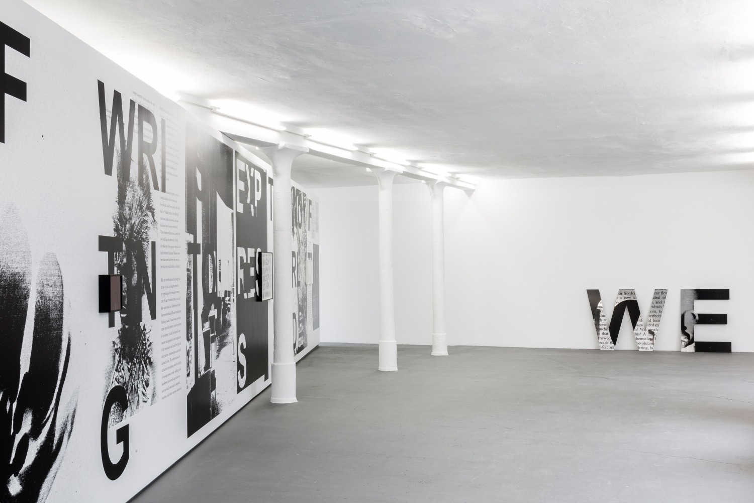 Installation view of paintings by Adam Pendleton