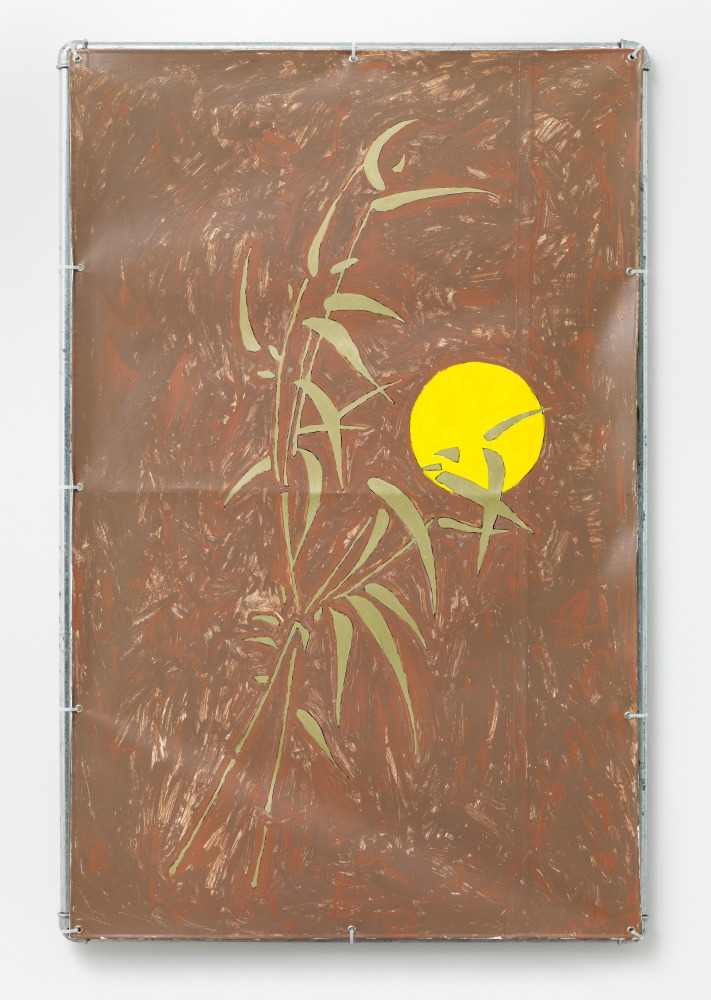 Valentin Carron Untitled 2009 Tiflex on tarpaulin, galvanised steel tubing, plastic straps 128 x 83 x 5 cm / 50 3/8 x 32 5/8 x 2 in