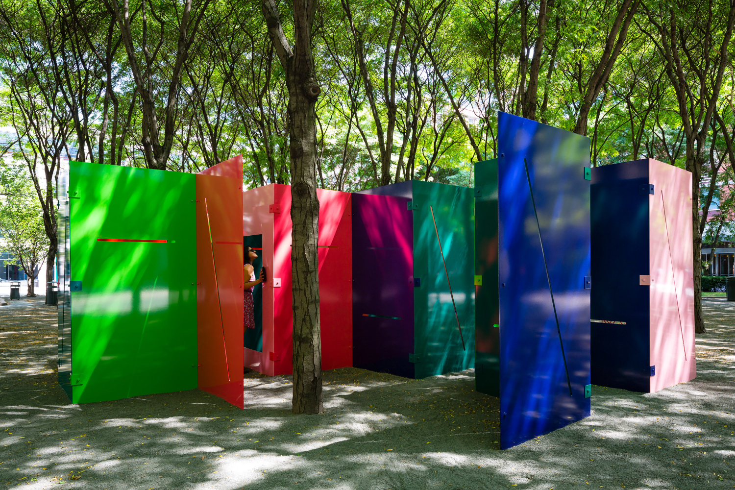 Installation view of sculpture by Sam Falls